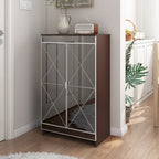 Mirrored Cabinet with Silver Edging,Mirrored Cabinet with Double Door Storage,Shoe Storage Cabinet