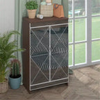 Mirrored Cabinet with Silver Edging,Mirrored Cabinet with Double Door Storage,Shoe Storage Cabinet