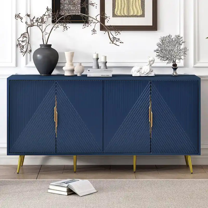 Stylish Sideboard with Wave Geometric Design, Conical Legs, Adjustable, Suitable for Study, Entryway and Living Room