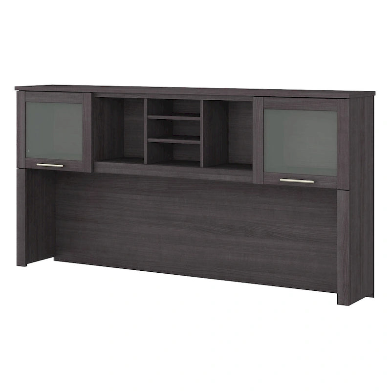 72W Desk Hutch with Frosted Glass Storage Doors