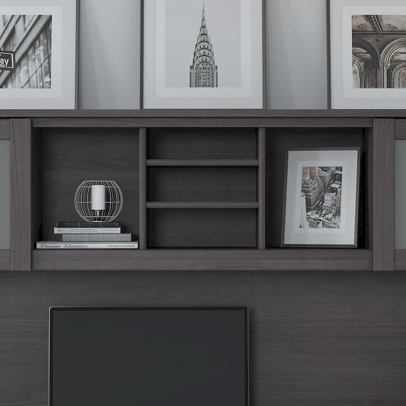 72W Desk Hutch with Frosted Glass Storage Doors