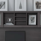 72W Desk Hutch with Frosted Glass Storage Doors