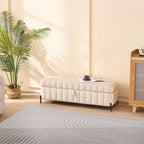 49.21Wide Velvet Storage Soft Bench for Living Room, Entryway and Bedroom