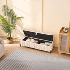 49.21Wide Velvet Storage Soft Bench for Living Room, Entryway and Bedroom