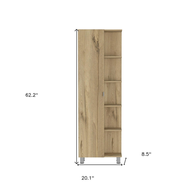 62 Oak Wood Pantry Or Storage Closet - 20.1' X '62.2' X '8.5