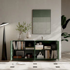 Stylish and Functional 4-Door Cabinet with Suspended Base, for Living Room and Kitchen, (GREEN)
