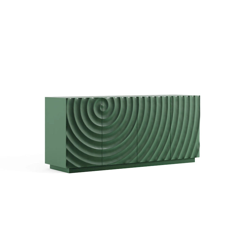 Stylish and Functional 4-Door Cabinet with Suspended Base, for Living Room and Kitchen, (GREEN)