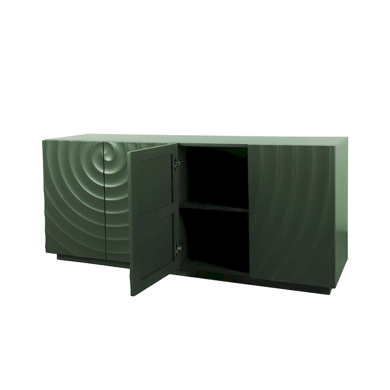 Stylish and Functional 4-Door Cabinet with Suspended Base, for Living Room and Kitchen, (GREEN)