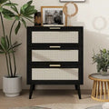 3 Drawer Cabinet Table with Rattan Pine Legs