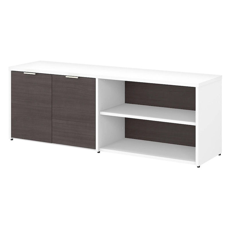 Low Storage Cabinet with Adjustable Shelves Nickel Handles