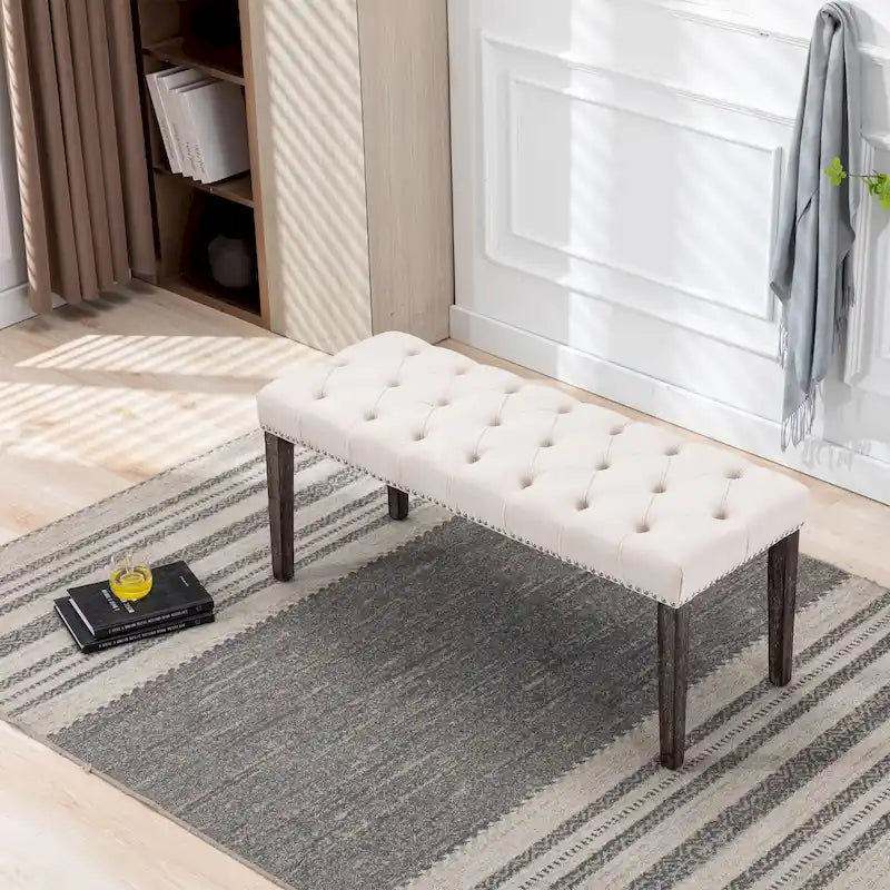 Upholstered Tufted Bench Ottoman Accent Bench