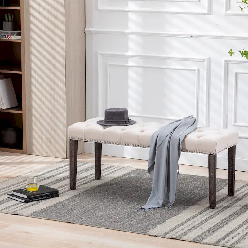 Upholstered Tufted Bench Ottoman Accent Bench