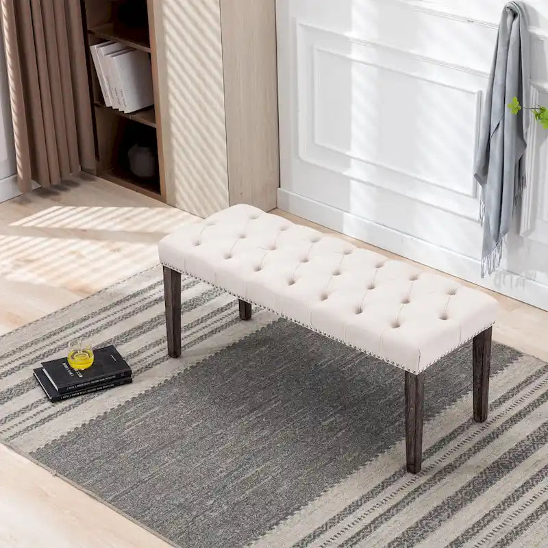 Upholstered Tufted Bench Ottoman Accent Bench