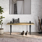 SOLID MANGO WOOD 42 inch Wide Industrial Entryway Bench in Natural - 42 Inches wide