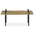 SOLID MANGO WOOD 42 inch Wide Industrial Entryway Bench in Natural - 42 Inches wide