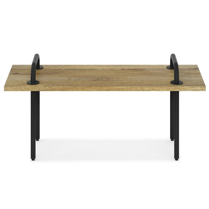 SOLID MANGO WOOD 42 inch Wide Industrial Entryway Bench in Natural - 42 Inches wide