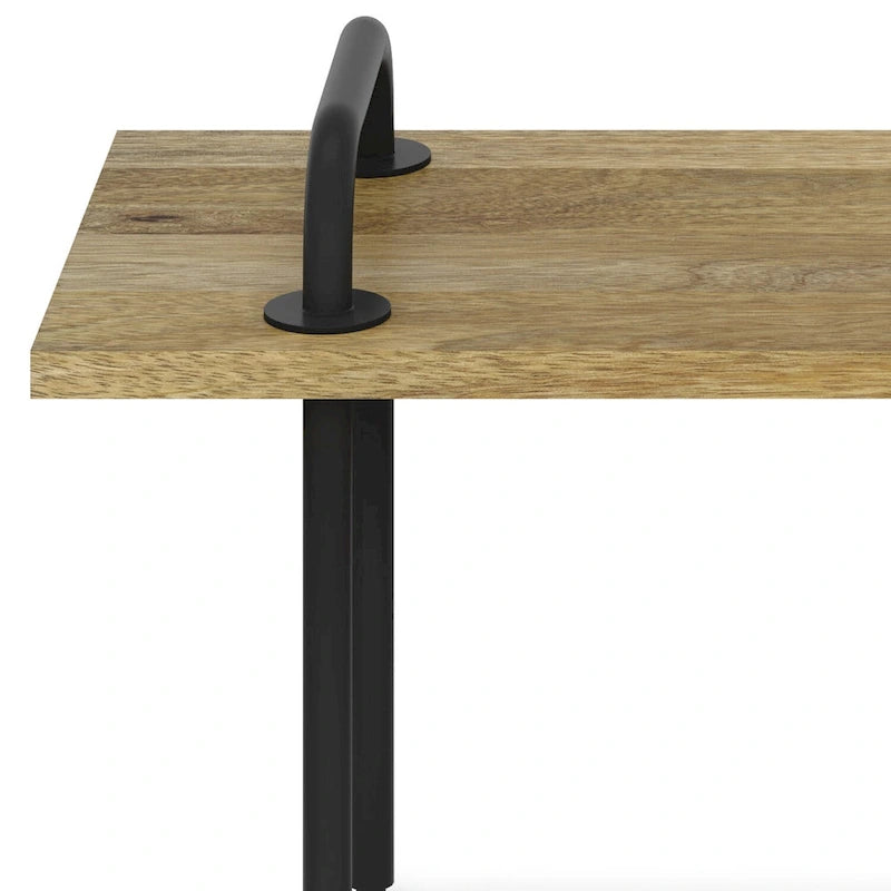 SOLID MANGO WOOD 42 inch Wide Industrial Entryway Bench in Natural - 42 Inches wide