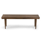 Walnut-Finished Slatted Wooden Bench with Rubberwood Construction