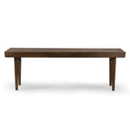 Walnut-Finished Slatted Wooden Bench with Rubberwood Construction