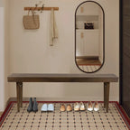 Walnut-Finished Slatted Wooden Bench with Rubberwood Construction