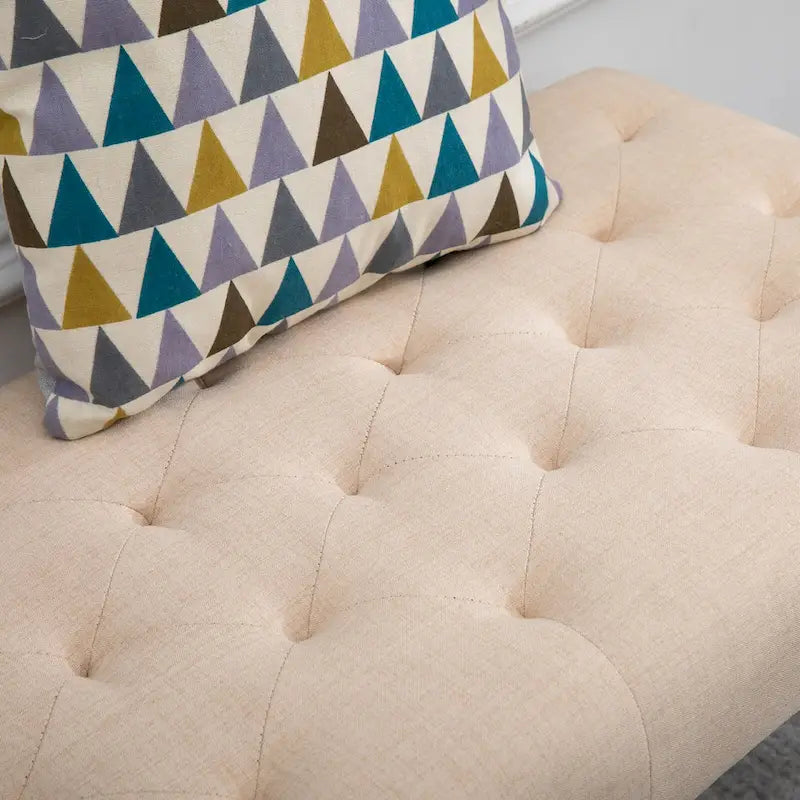 Simple Tufted Upholstered Ottoman Accent Bench with Soft Comfortable Cushion & Fashionable Modern Design