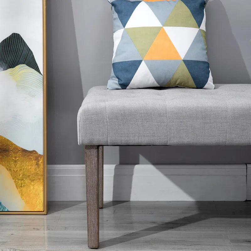 Simple Tufted Upholstered Ottoman Accent Bench with Soft Comfortable Cushion & Fashionable Modern Design