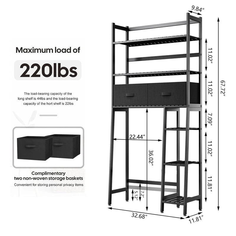 Over the Toilet Storage Cabinet - 11.81D x 32.68W x 67.72H