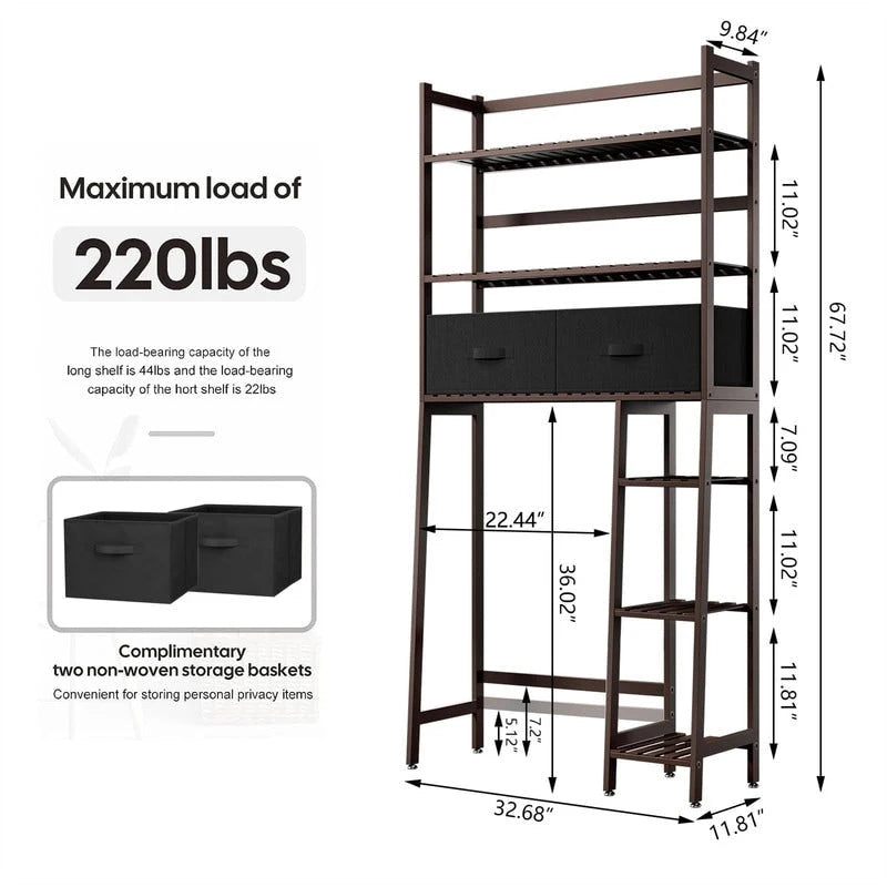 Over the Toilet Storage Cabinet - 11.81D x 32.68W x 67.72H