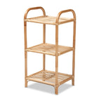 Natural Brown Rattan 3-Tier Open Display Shelf