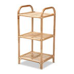 Natural Brown Rattan 3-Tier Open Display Shelf