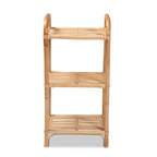 Natural Brown Rattan 3-Tier Open Display Shelf