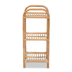 Natural Brown Rattan 3-Tier Open Display Shelf