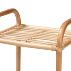 Natural Brown Rattan 3-Tier Open Display Shelf
