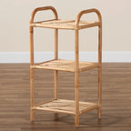 Natural Brown Rattan 3-Tier Open Display Shelf