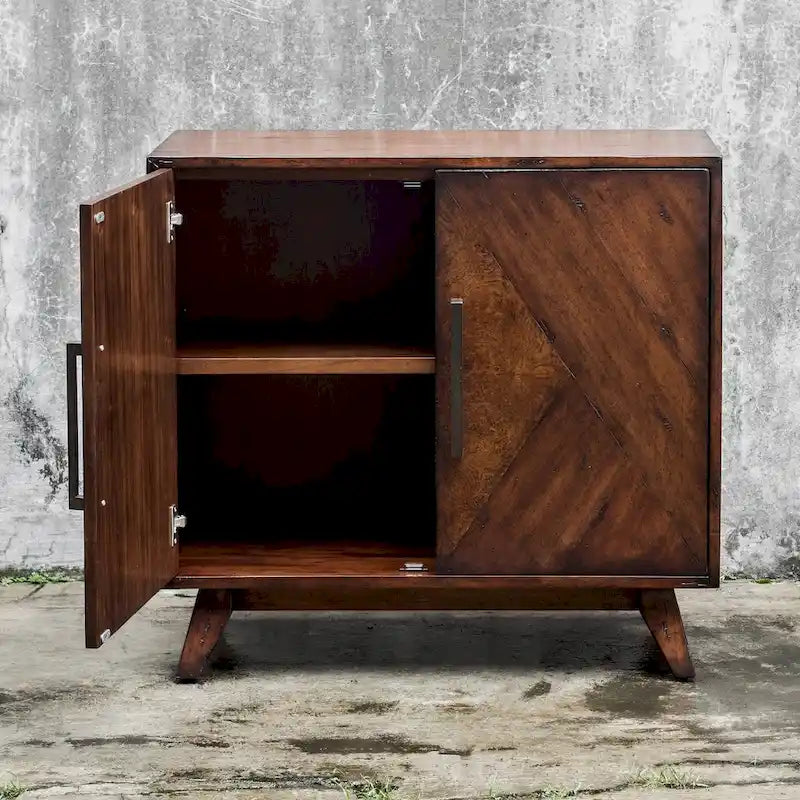 Deep Mahogany Accent Cabinet with Adjustable Shelf