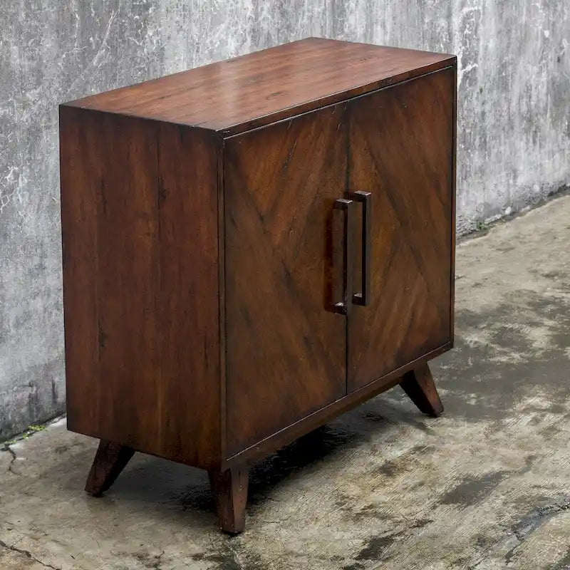 Deep Mahogany Accent Cabinet with Adjustable Shelf