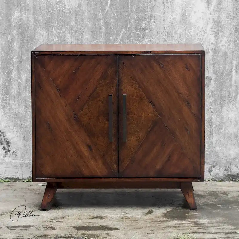 Deep Mahogany Accent Cabinet with Adjustable Shelf