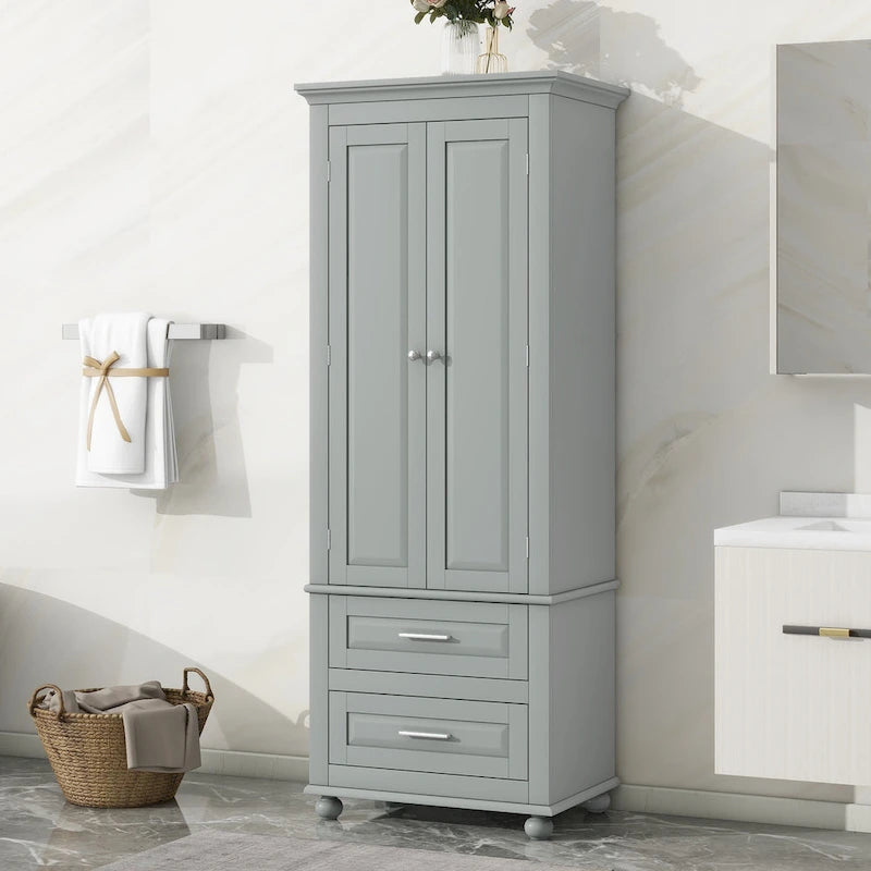 Tall Storage Cabinet with Two Drawers - N/A