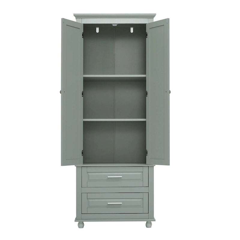 Tall Storage Cabinet with Two Drawers - N/A