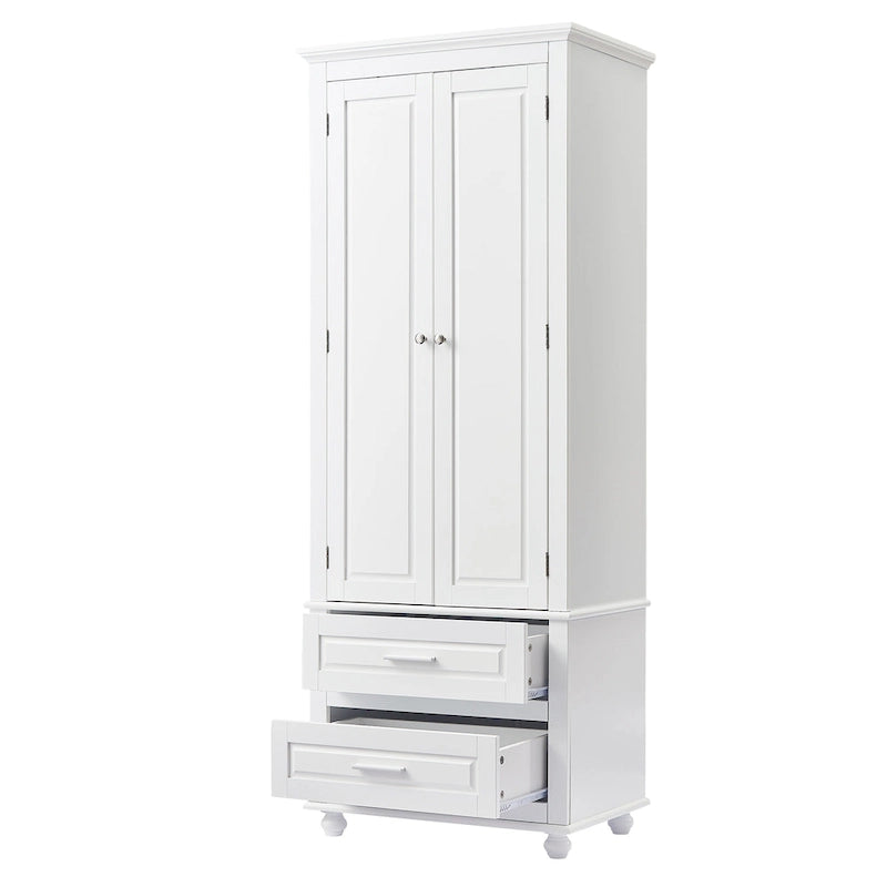Tall Storage Cabinet with Two Drawers - N/A