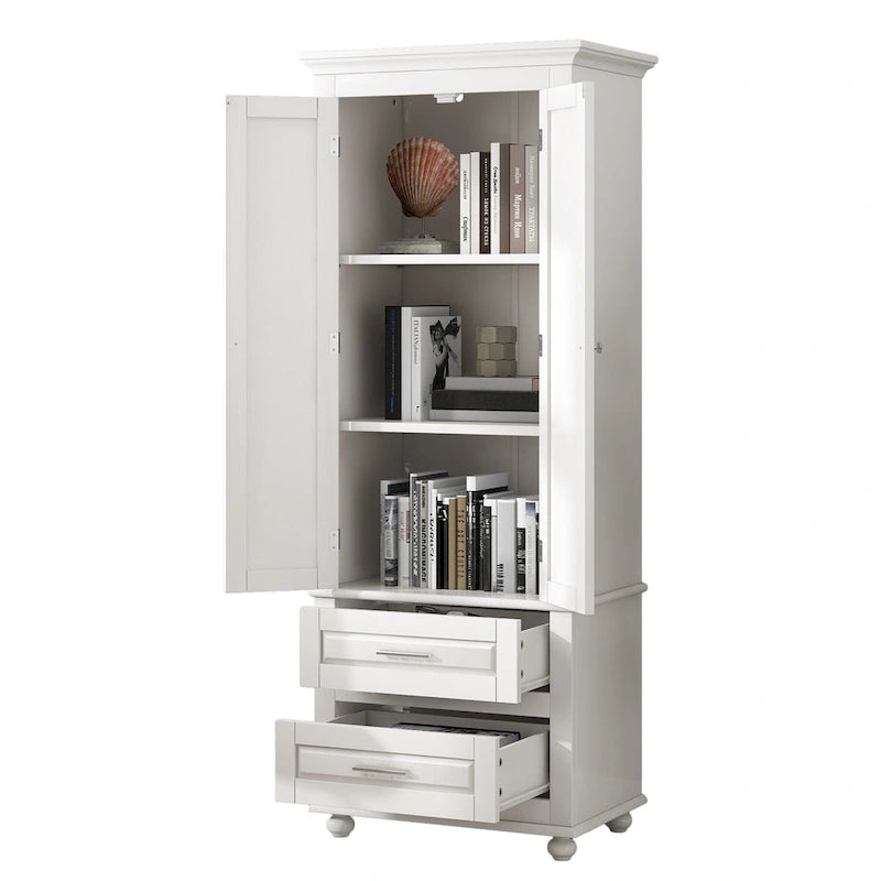 Tall Storage Cabinet with Two Drawers - N/A