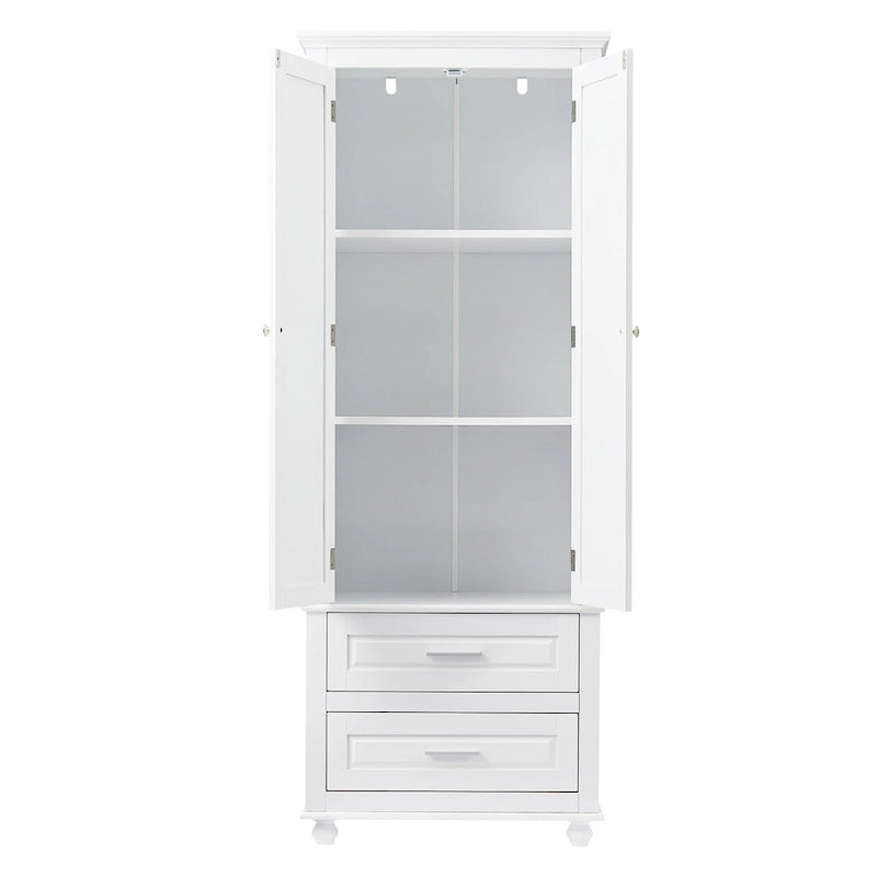 Tall Storage Cabinet with Two Drawers - N/A