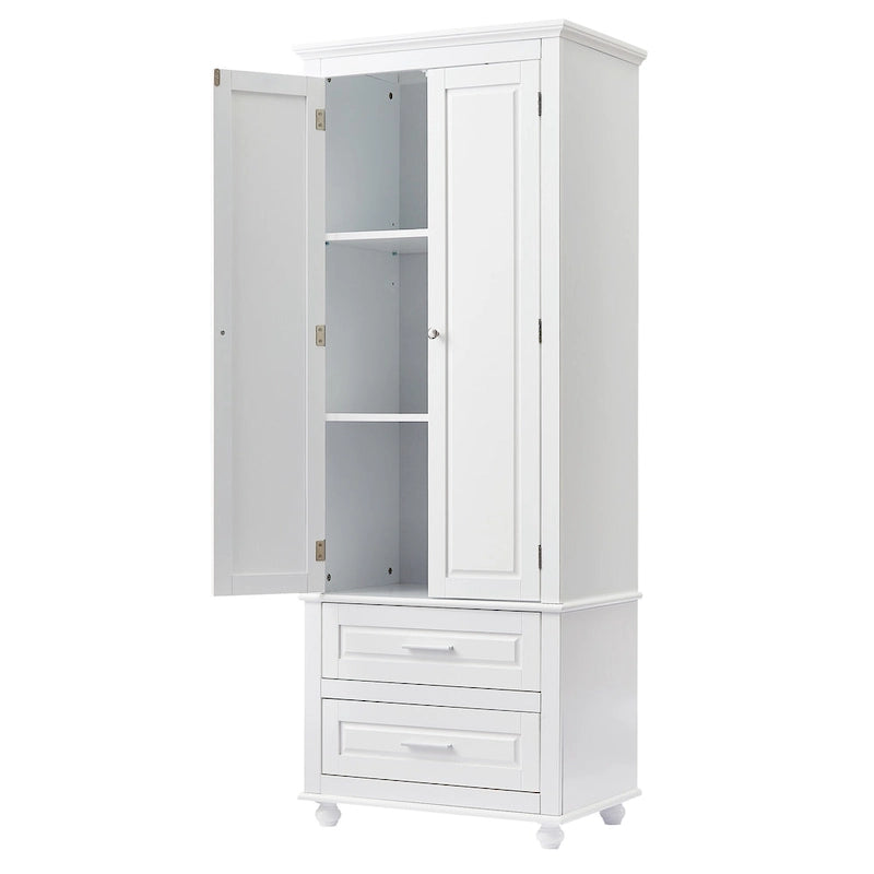 Tall Storage Cabinet with Two Drawers - N/A