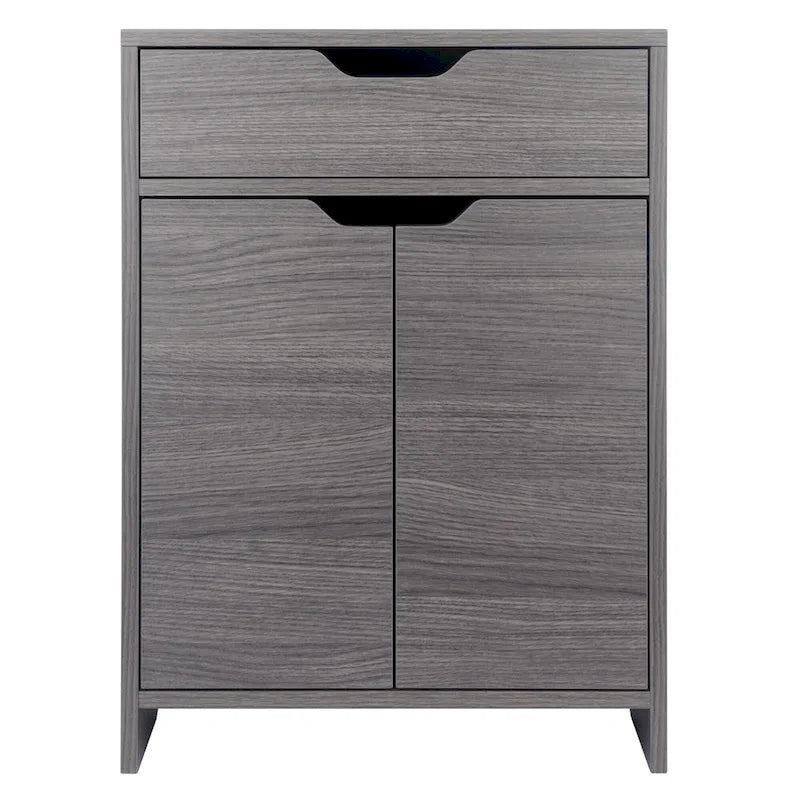 Charcoal 1-Drawer Storage Cabinet with Adjustable Shelf