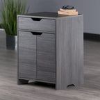 Charcoal 1-Drawer Storage Cabinet with Adjustable Shelf