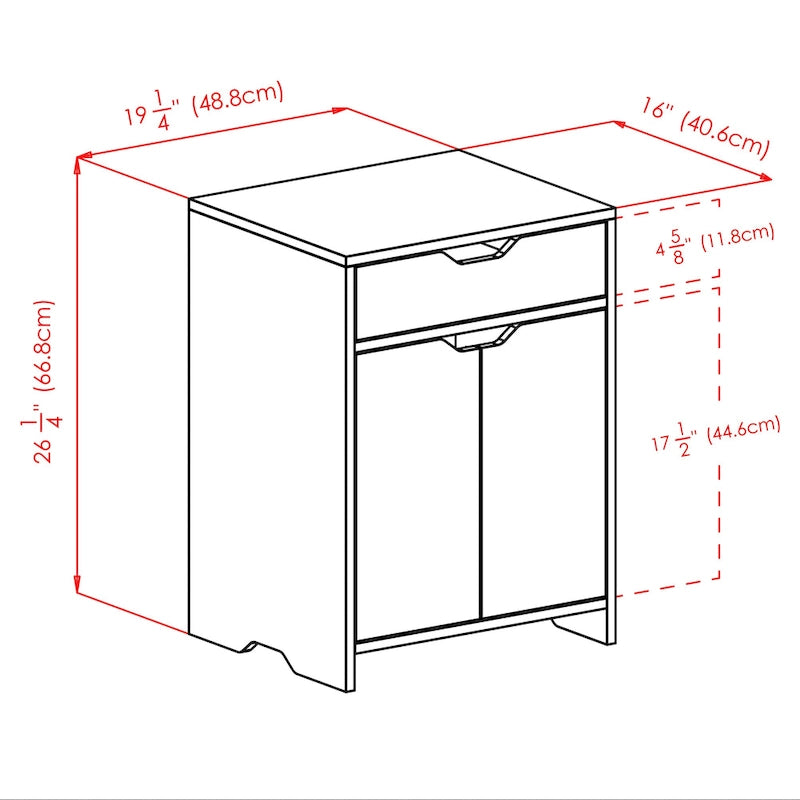 Charcoal 1-Drawer Storage Cabinet with Adjustable Shelf