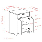 Charcoal 1-Drawer Storage Cabinet with Adjustable Shelf