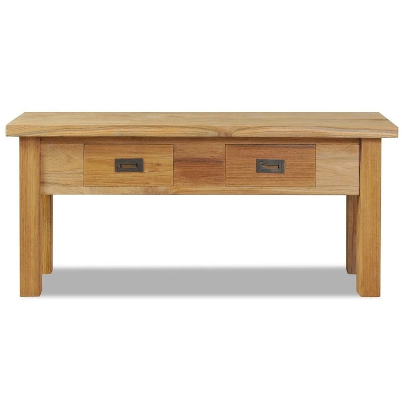 Solid Teak Hall Bench with Storage Drawers - 35.4x11.8x15.7