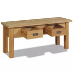 Solid Teak Hall Bench with Storage Drawers - 35.4x11.8x15.7