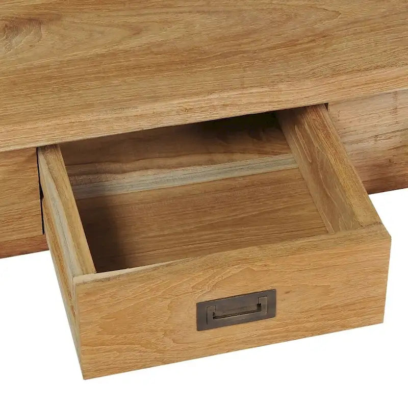 Solid Teak Hall Bench with Storage Drawers - 35.4x11.8x15.7
